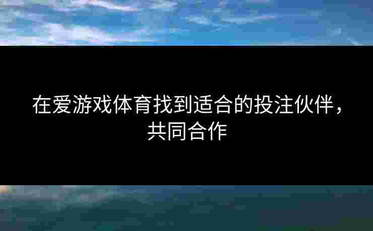 在爱游戏体育找到适合的投注伙伴，共同合作