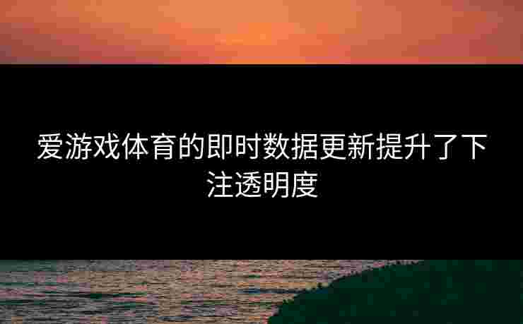 爱游戏体育的即时数据更新提升了下注透明度