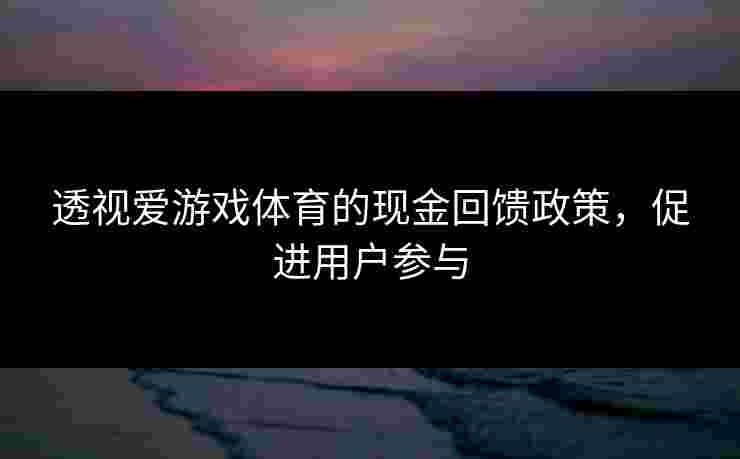 透视爱游戏体育的现金回馈政策，促进用户参与